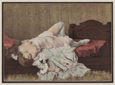 Woman lying on a bed by Adolphe Frederic Lejeune