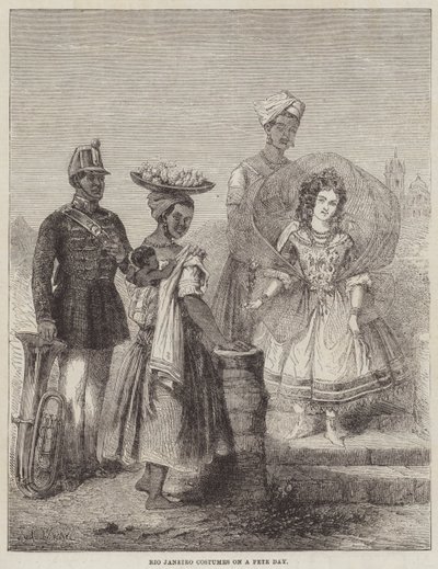 Rio Janeiro Costumes on a Fete Day by Adolphe DHastrel