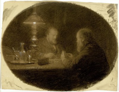 Two Friends Around a Table by Adolphe Felix Cals