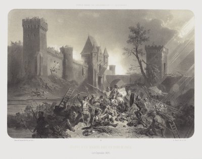 Joan of Arc wounded before the walls of Paris, 8 September 1429 by Adolphe Jean Baptiste (after) Bayot