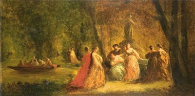 Women in the Park Near a River by Adolphe Joseph Thomas Monticelli