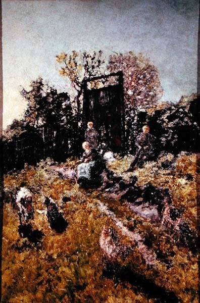 Landscape with Figures and Goats, Before 1866 by Adolphe Joseph Thomas Monticelli