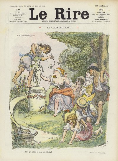Blind mans buff. Illustration for Le Rire by Adolphe Leon Willette