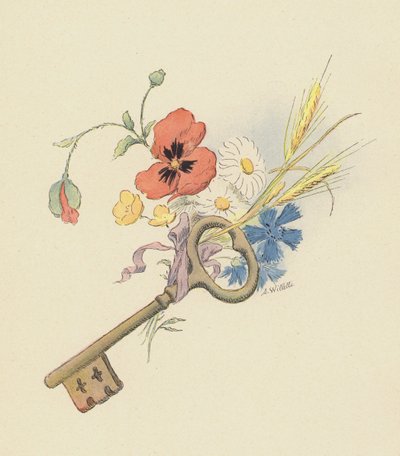 Key and Flowers by Adolphe Leon Willette