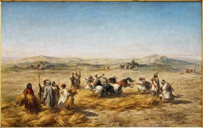 Threshing Wheat in Algeria by Adolphe Pierre Leleux
