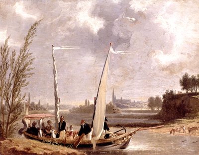 Louis-Philippe and His Family in a Boat at Neuilly by Adolphe Roehn