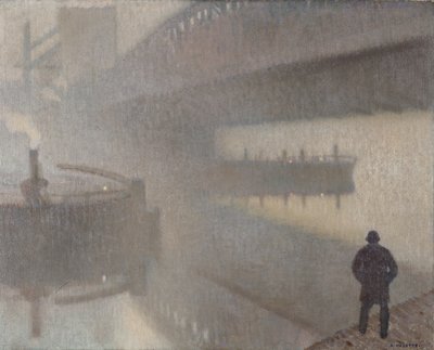 Under Windsor Bridge on the Irwell, Manchester by Adolphe Valette