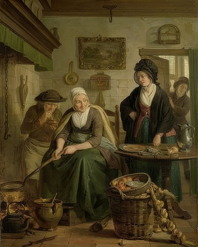 Woman Baking Pancakes. Around 1790-1810 by Adriaan de Lelie