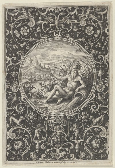 Neptune in a Decorative Frame with Grotesques, from the Judgment of Paris, c1580-1600 by Adriaen Collaert