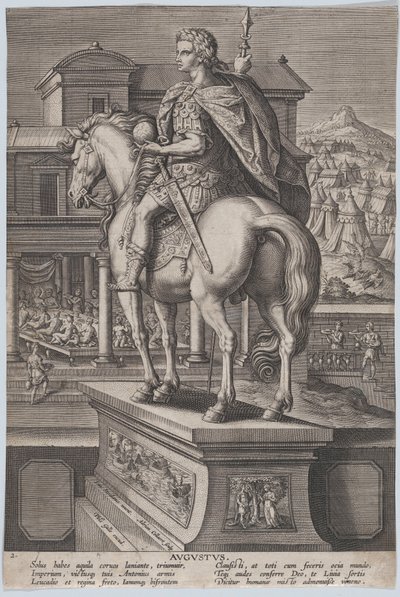 Equestrian Statue of Augustus (detail) by Adriaen Collaert