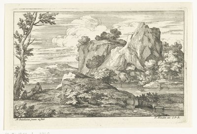 Landscape with Large Rock by a River by Adriaen Frans Boudewyns