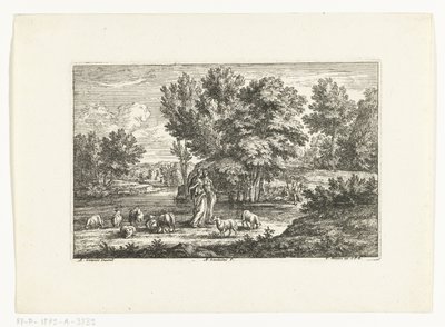 Landscape with Two Shepherdesses by Water by Adriaen Frans Boudewyns