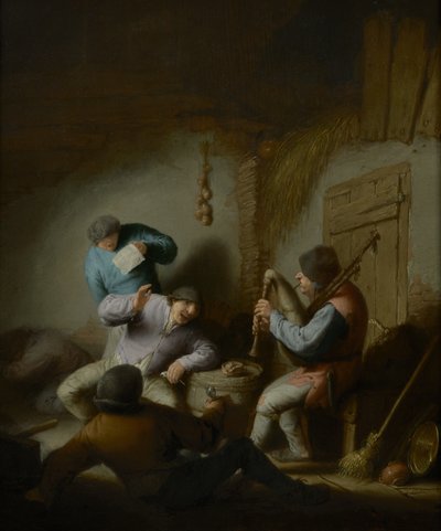 Barn Interior with Peasants Making Music by Adriaen Jansz. van Ostade