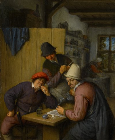 Three Drinking and Smoking Farmers in a Tavern by Adriaen Jansz. van Ostade