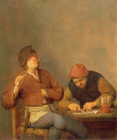 Two Smokers in an Interior by Adriaen Jansz. van Ostade