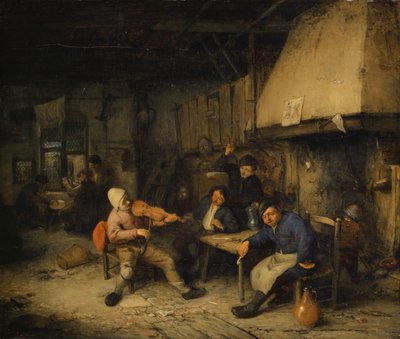 Violin Player and Drinking Farmers in a Tavern by Adriaen Jansz. van Ostade
