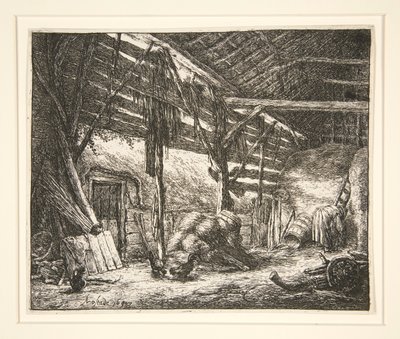 Interior of a Barn by Adriaen van Ostade