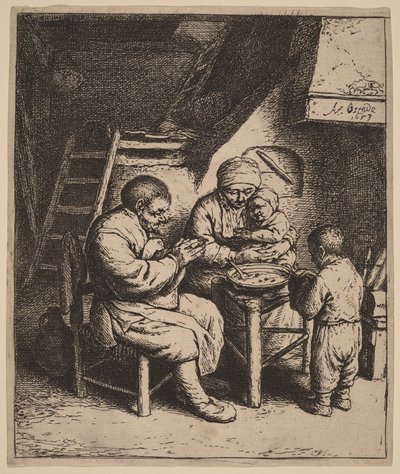 Peasant Family Praying Before a Meal by Adriaen van Ostade
