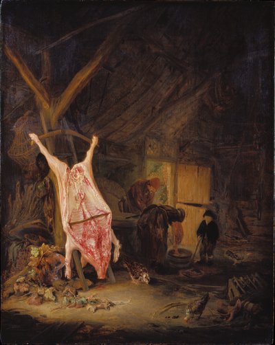 Slaughtered Pig in a Barn by Adriaen van Ostade