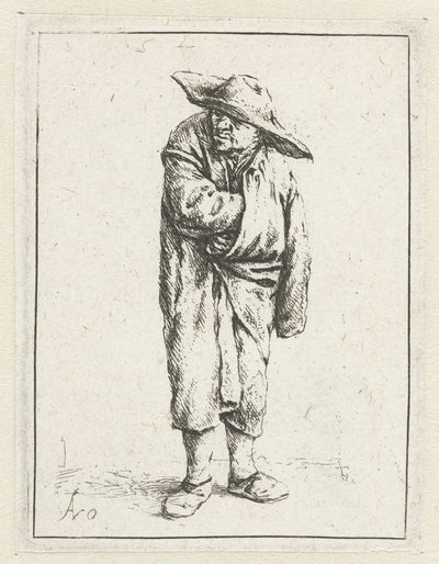 Standing Farmer with Hand and Arm in His Cloak, The Beggar Wrapped in His Cloak by Adriaen van Ostade