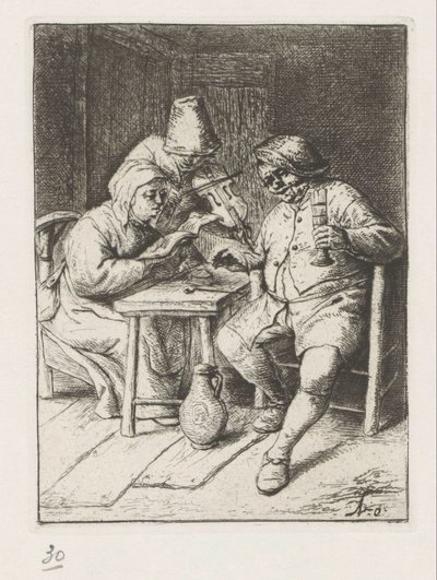 Violin Player and a Singing Man and Woman by Adriaen van Ostade