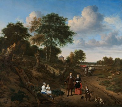 Portrait of a Couple with Two Children and a Nurse in a Landscape by Adriaen van de Velde
