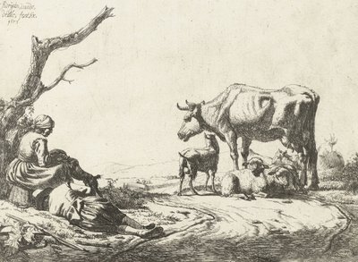Shepherd and Shepherdess with Cattle by Adriaen van de Velde
