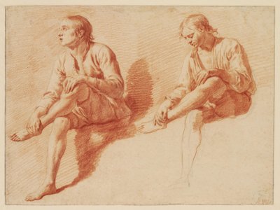 Two Studies of a Seated Boy by Adriaen van de Velde