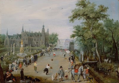 Jeu de Paume Game in Front of a Palace. Around 1614 by Adriaen van de Venne