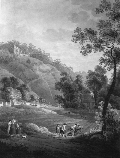 View Towards Pillnitz Castle with the Garden and the Artificial Ruin, Around 1792 by Adrian Zingg