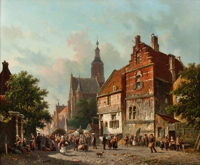 A Dutch Market in the Summertime by Adrianus Eversen