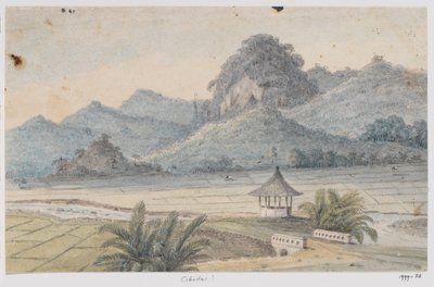 Landscape near Cibodas with Bridge and Pavilion, West Java by Adrianus Johannes Bik
