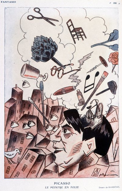 Humorous Drawing on Pablo Picasso by Adrien Barrere
