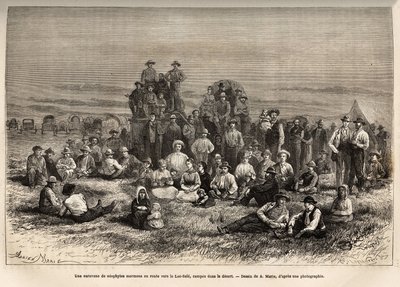 A caravan of Mormon neophytes en route to Lake Sale by Adrien Emmanuel Marie
