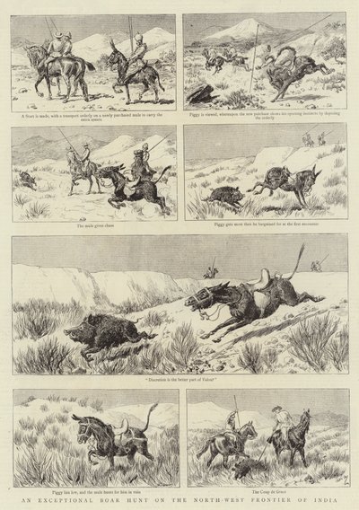An Exceptional Boar Hunt on the North-West Frontier of India by Adrien Emmanuel Marie