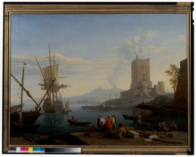 Port with the Vesuvius in the Background by Adrien Manglard