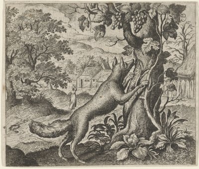 Fable of the Fox and the Grapes by Egidius  Sadeler (II)