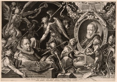 Portrait of Bartolomaeus Spranger with an Allegory of the Death of His Wife, Christina Müller by Aegidius Sadeler II