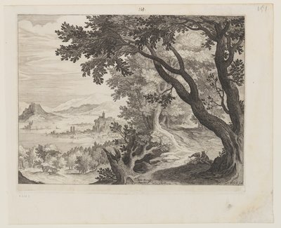 Riverscape with Two People Sitting under a Tree by Aegidius Sadeler II