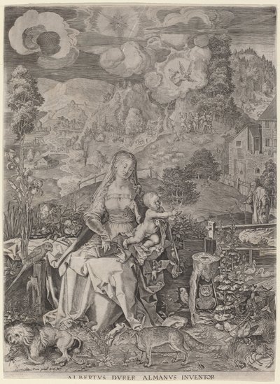 Virgin and Child in a Landscape by Aegidius Sadeler II after Albrecht Dürer