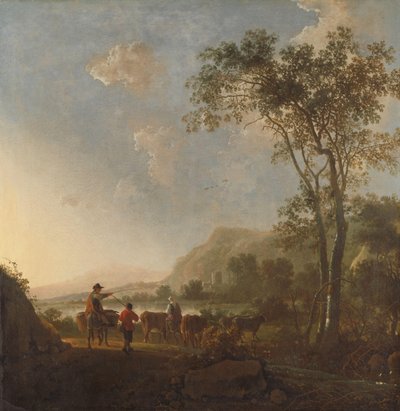 Landscape with Herdsmen and Cattle by Aelbert Cuyp (follower of)
