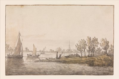 River Landscape with Sailboats by Aelbert Cuyp