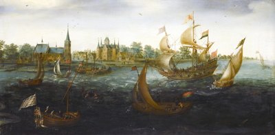 Ships off IJsselmonde by Aert Anthoniszoon