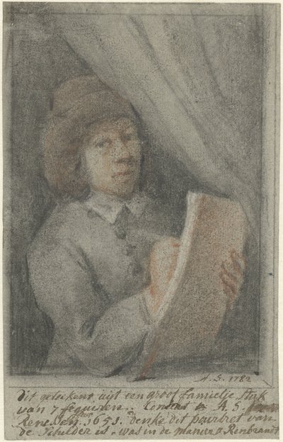 Detail of a Painting with the Self-Portrait of Constantijn Daniël à Renesse (detail) by Aert Schouman