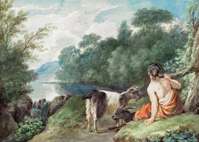 Shepherdess With Goats In a Landscape With a Lake by Aert Schouman