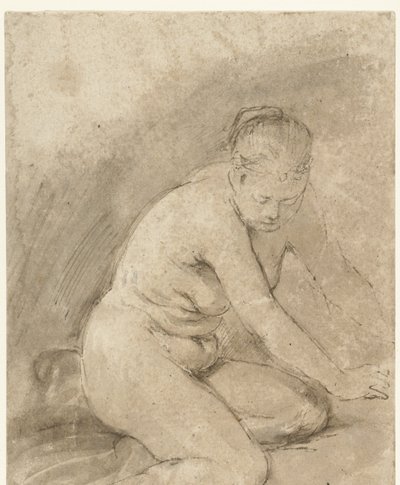 Kneeling Female Nude with Outstretched Arms by Aert de Gelder (attributed to)