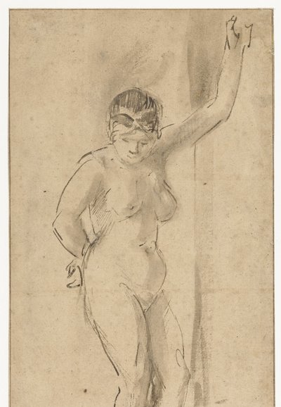 Standing Female Nude with Raised Arm by Aert de Gelder (attributed to)