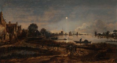 River View by Moonlight by Aert van der Neer