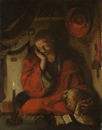 Saint Jerome in His Study by Candlelight by Aertgen Claesz van Leyden (attributed to)