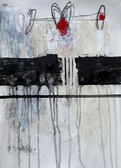 Bold Red Abstract Shapes by Afranio Raposo